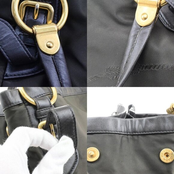 PRADA Logo Tessuto Shoulder Hand Bag Nylon Leather Brown Khaki GHW 81EE120 - Picture 16 of 16